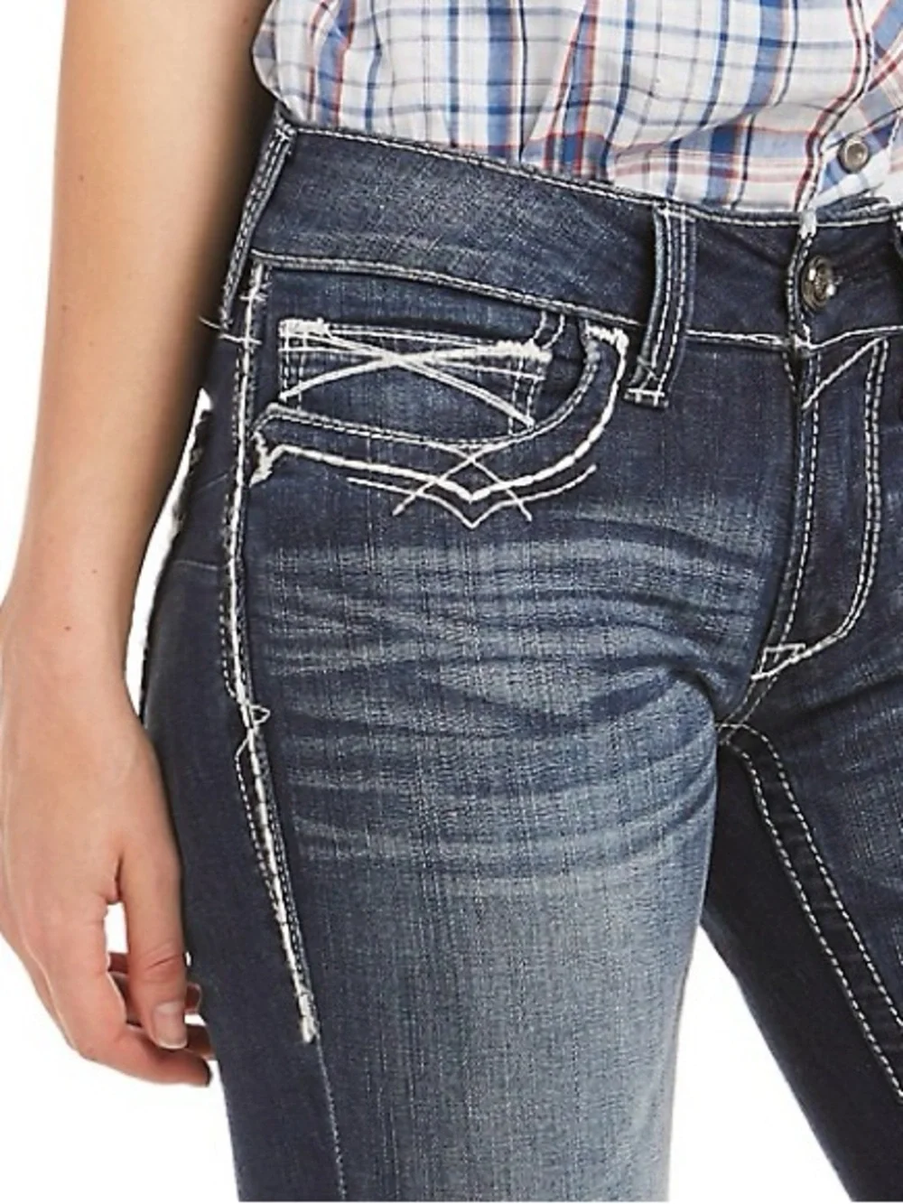 Ariat REAL Denim 31L Distressed Bootcut Jeans Western Y2K Embroidered